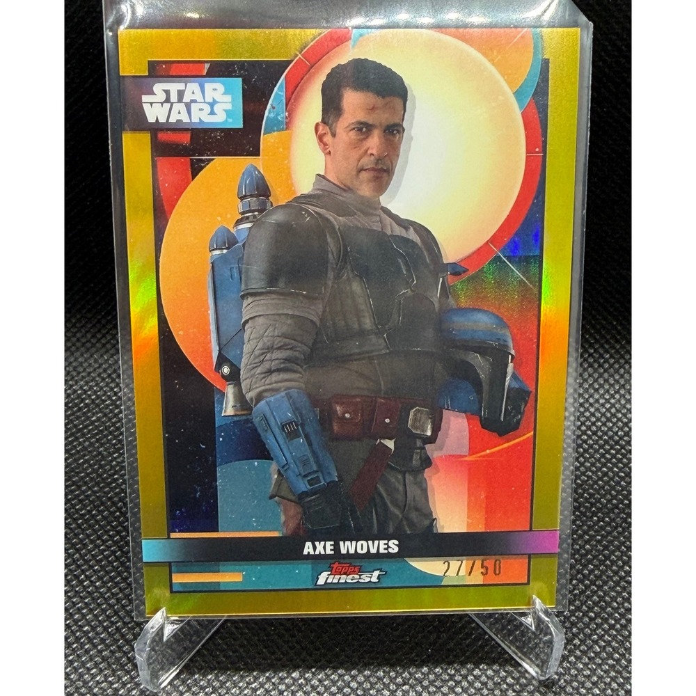 2023 Topps Finest Star Wars Axe Woves Gold Refractor 27/50 F-42 Mandalorian